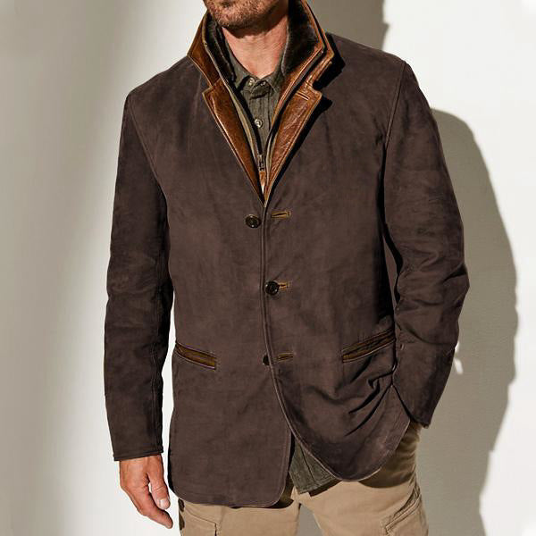 Classic Mens Brown Faux Leather Jacket