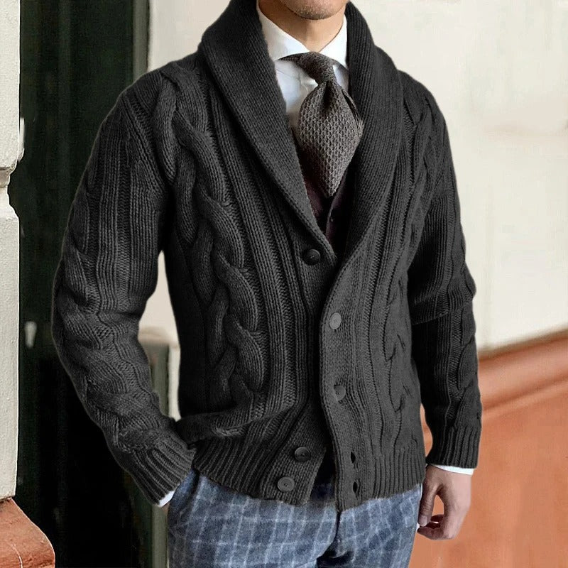 Classic Crew Neck Cable Knit Men's Sweater