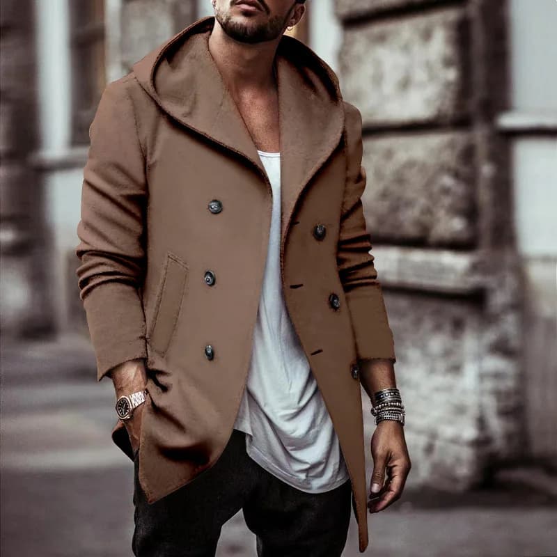 The Bonassola Men’s Double Breasted Hooded Trench Coat