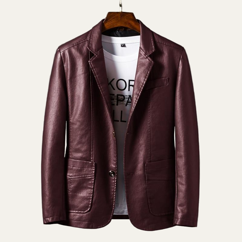 Men’s Smooth Leather Casual Blazer
