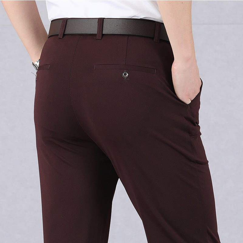 Comfortable Fit Men's Slim Stretch Trousers With Elastic Waist
