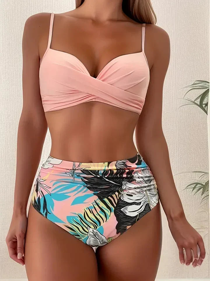 High-waisted push-up bikini in navy/dark blue