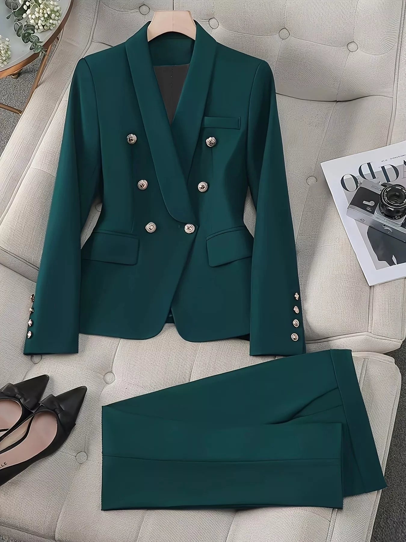 Classic Two Button Suit Jacket & Fit Pants Set - BritishElegance