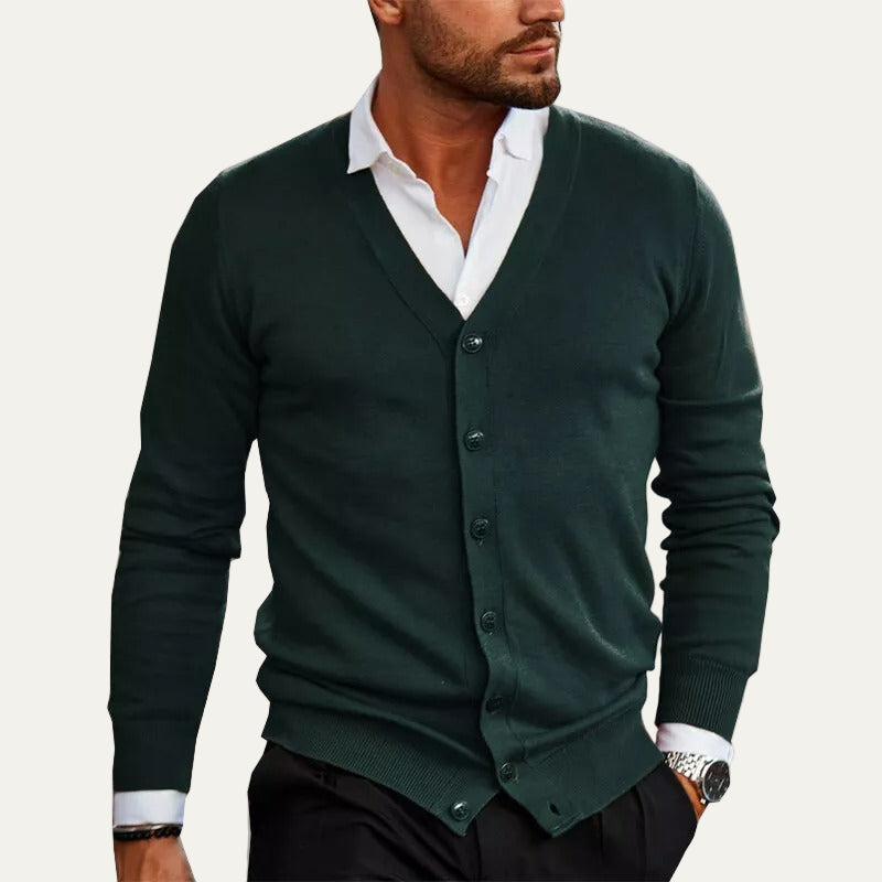 Men’s Classic V Neck Fine Knit Buttoned Cardigan