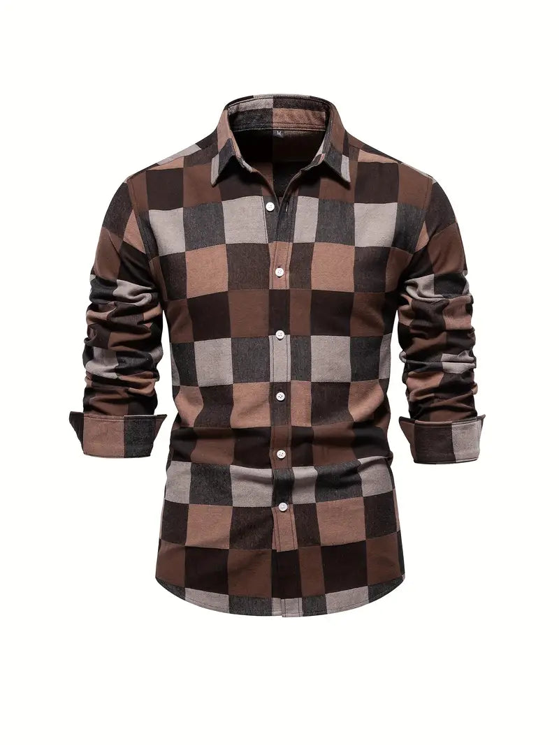 Men's John color-blocked long-sleeve button-down shirt