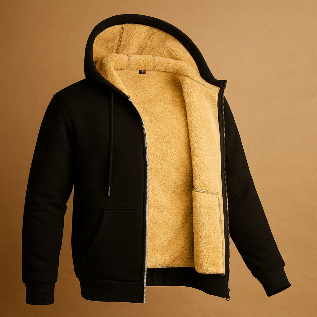 Warm Mens Fleece Lined Hooded Jacket