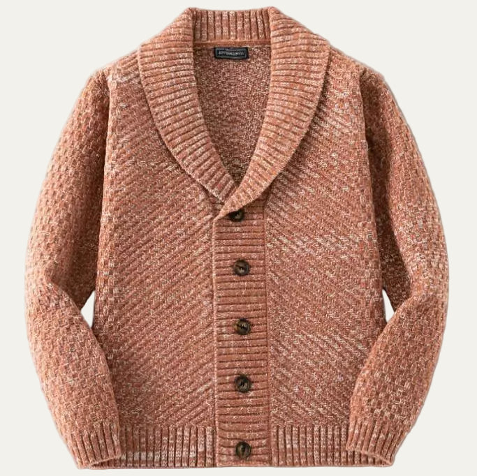 Men’s Double Breasted Textured Knit Shawl Cardigan