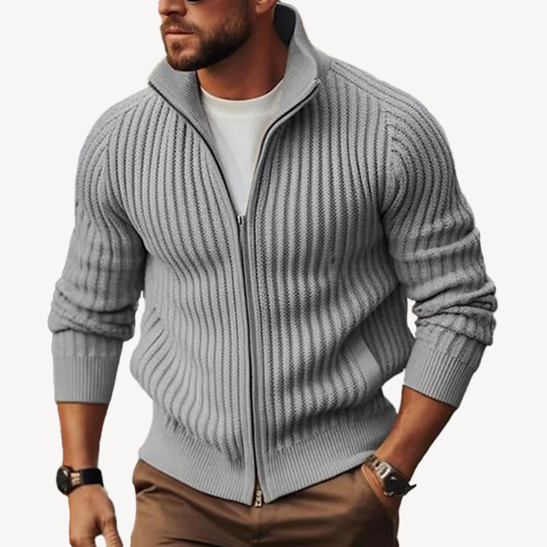 Men's Zip-Up Ribbed Sweater Jacket