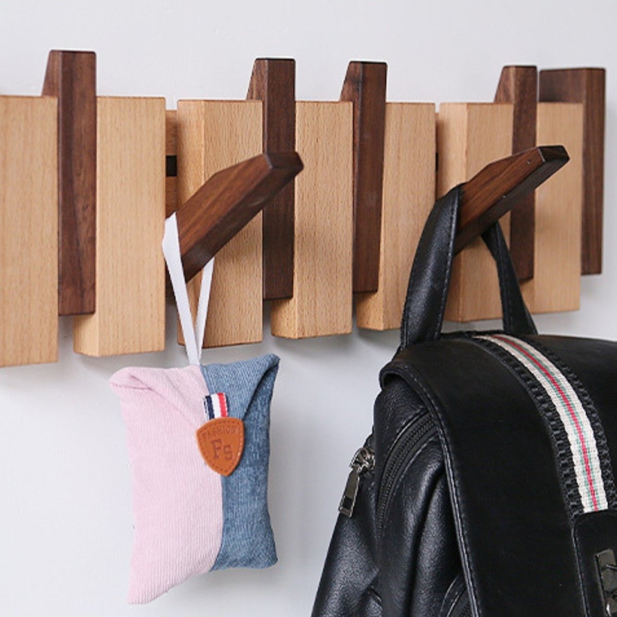 Rustic Wooden Wall Coat Rack
