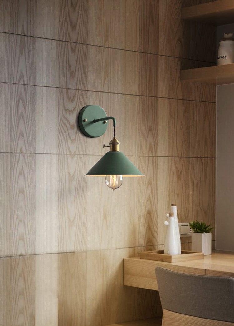 Rustic Metal Cone Wall Lamp with Bulb Included