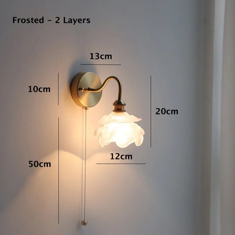 Beautiful Glass Floral Wall Lamp with LED Bulb