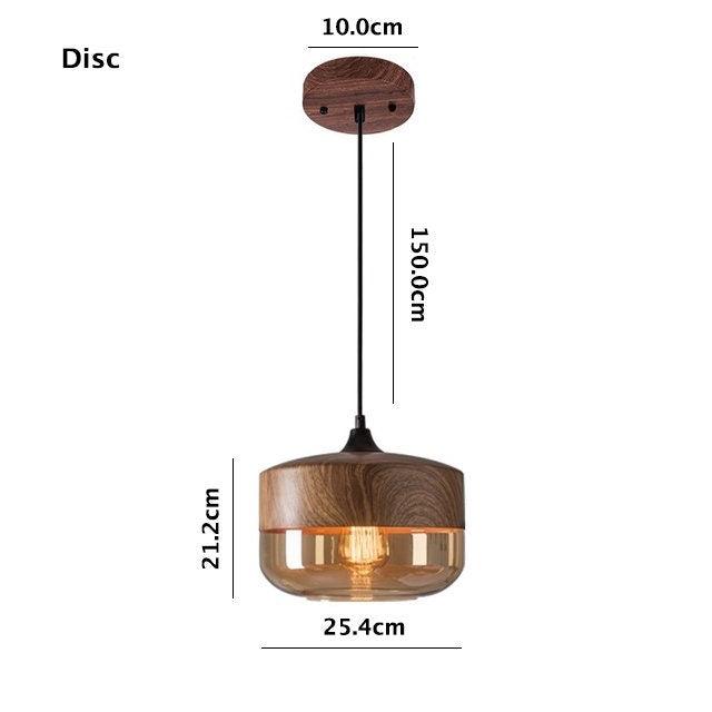Rustic Metal LED Hanging Light with Wooden Accent