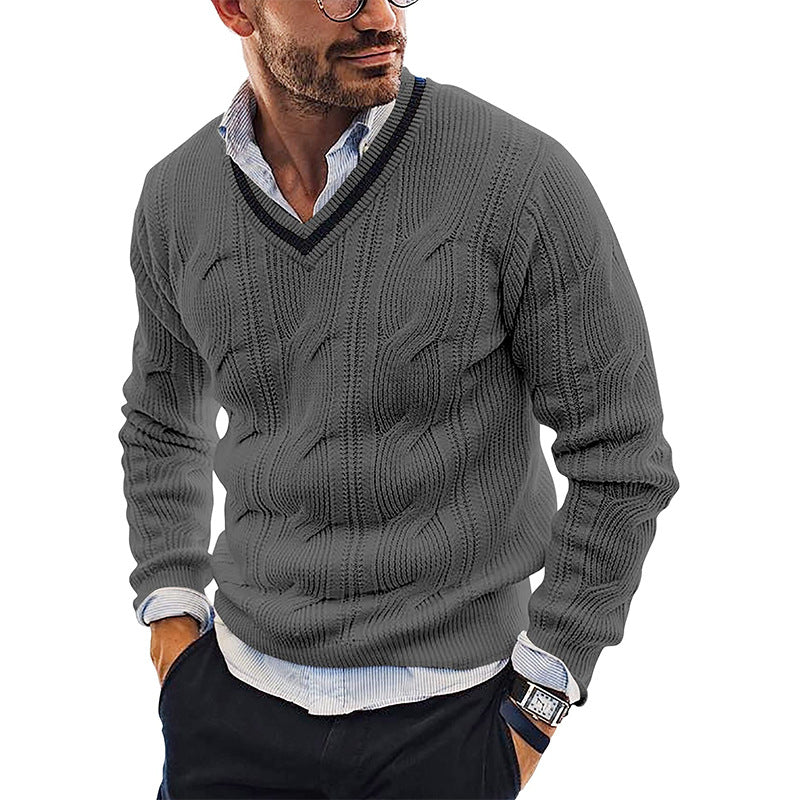 White V Neck Singlet Sweater Men