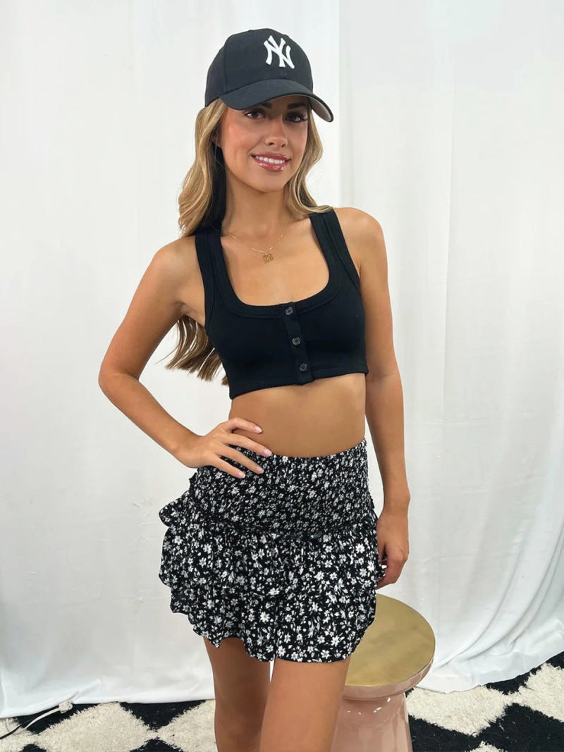 Paiton Mini Skirt | Smocked Waist with Ruffled Layers