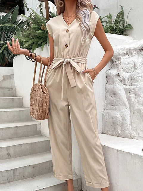 Comfortable Summer V-Neck Jumpsuit for Women