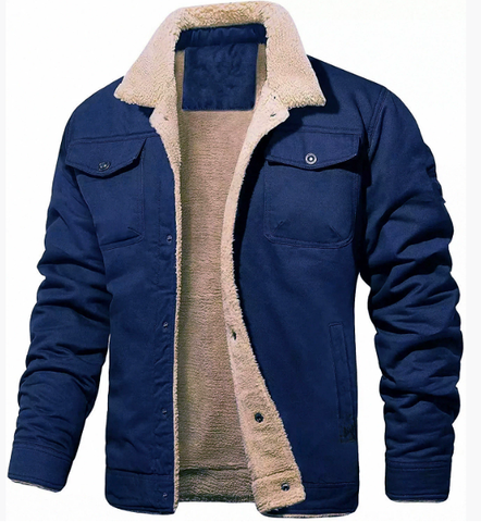 Warm Men's Quilted Bomber Coat with Pockets