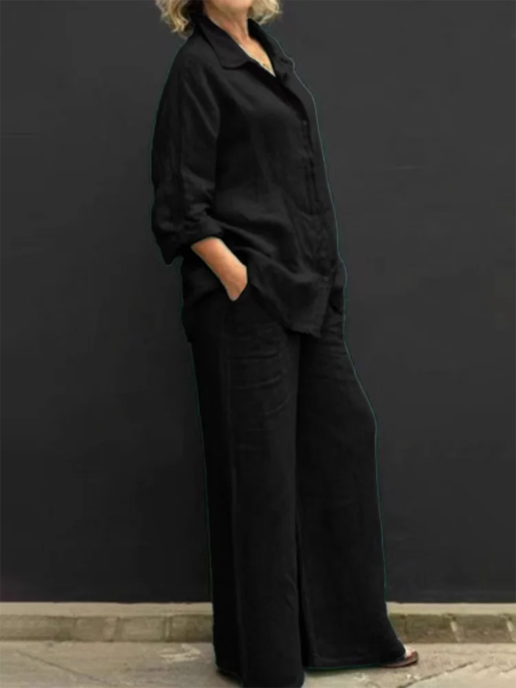 Comfy Women's Casual Long-Sleeve Top and Pants Set