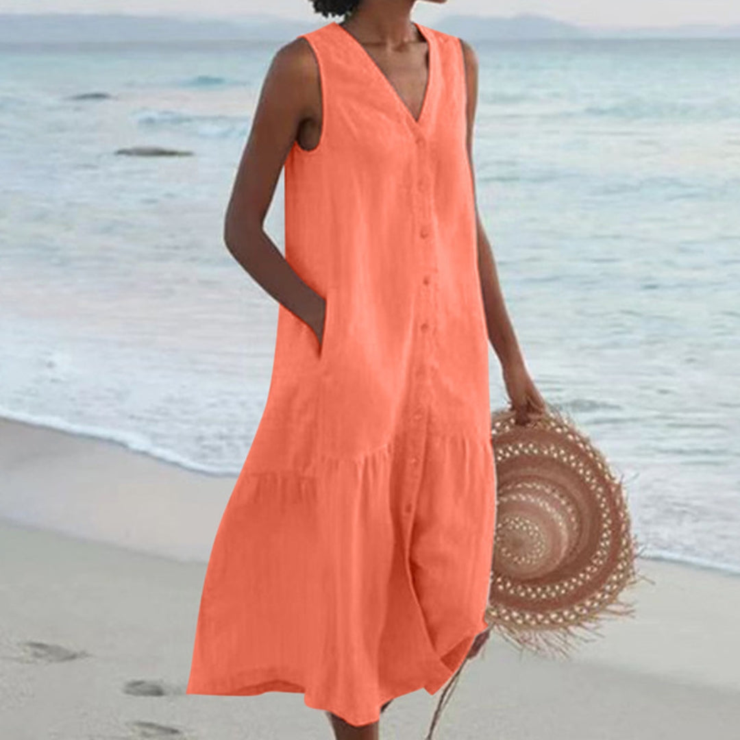 Lynne | Chic Cap Sleeve Midi Dress