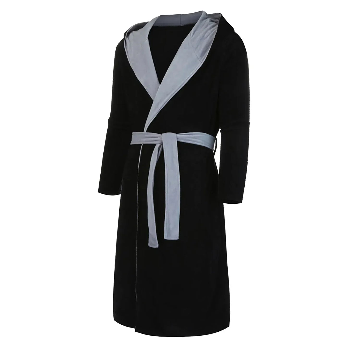 Black Hooded Men's Dressing Gown