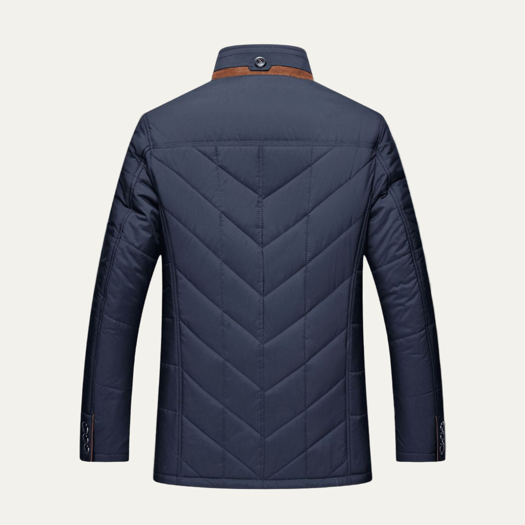 Men’s Insulated Quilted Jacket with Faux Fur Trim