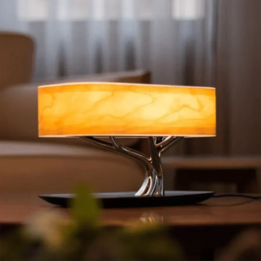 Bedside Table Lamp with USB Charger and Bluetooth Speaker - BritishElegance