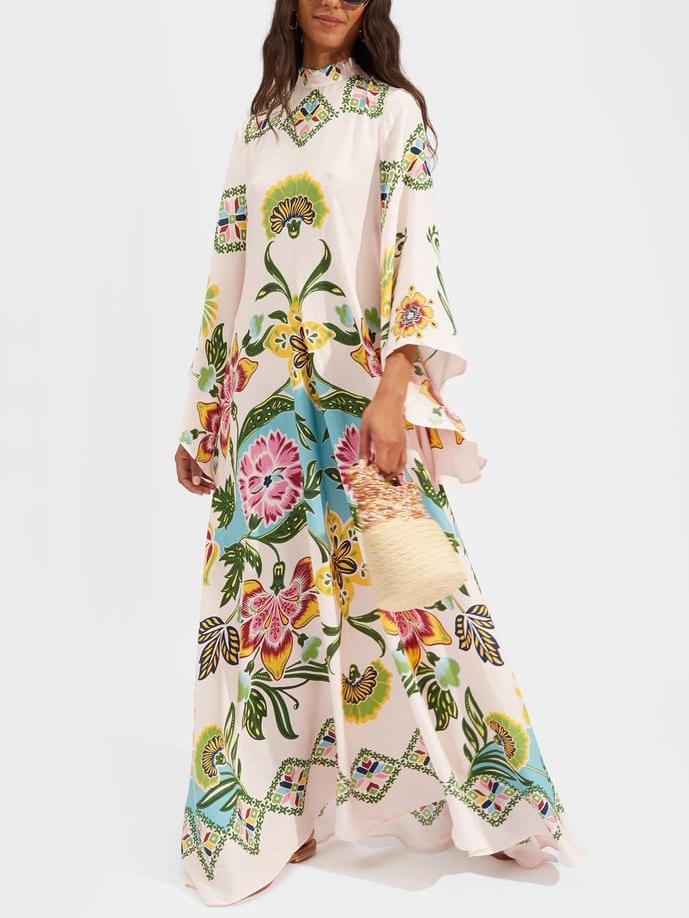 Beautiful Flower Print Maxi Dress for Women - BritishElegance