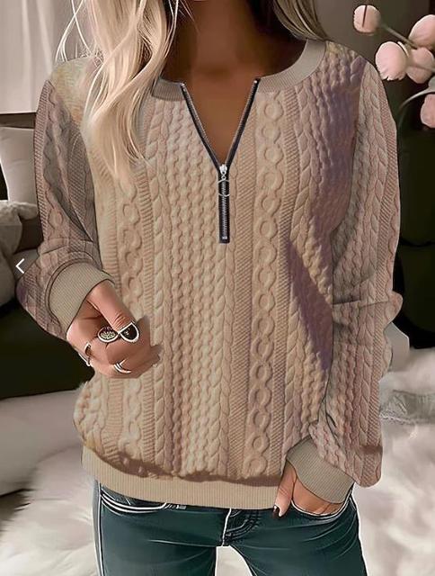 Knitted Sweater with Round Neck and Jacquard Pattern – Tessa