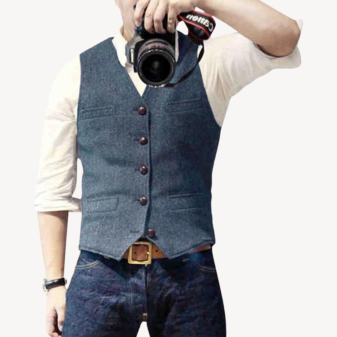 Men's Buttoned Wool Vest