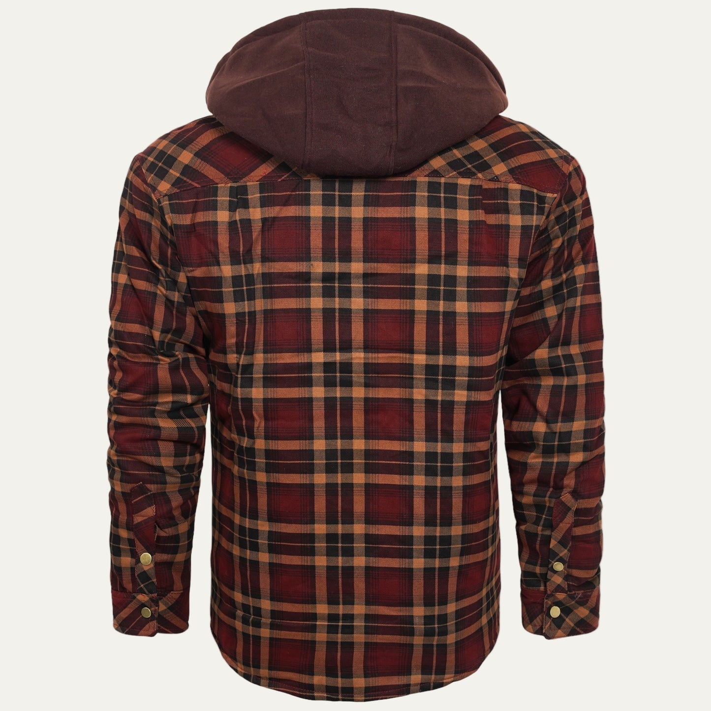 Men’s Hooded Quilted Lined Plaid Shirt Jacket