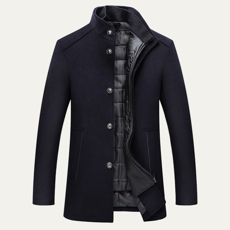 Men’s Single Breasted Topcoat with Quilted Inner Layer