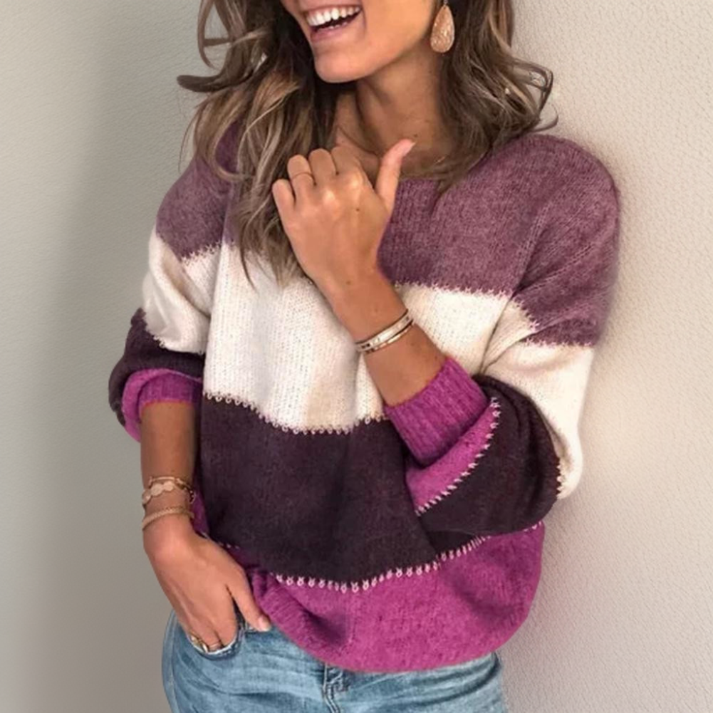 Luxe Striped Comfort Sweater - Celeste