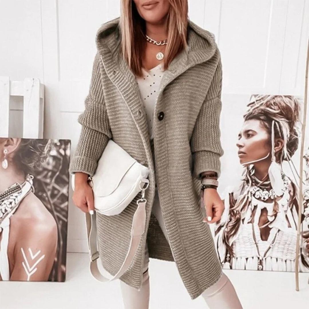 Warm Women's Cable Knit Hooded Cardigan Sweater
