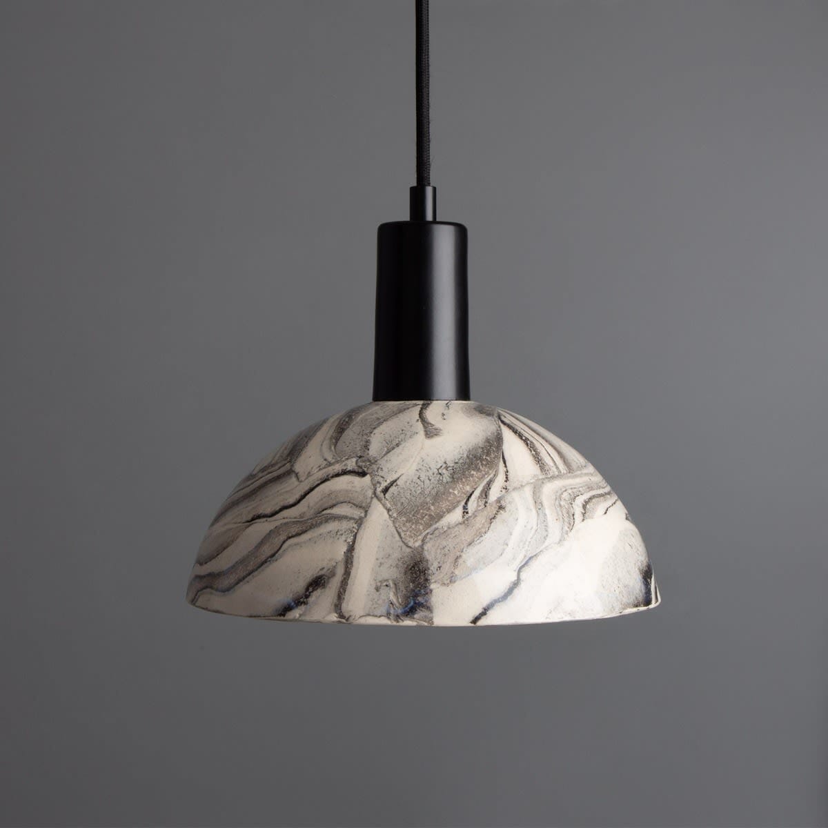 Marble Effect Ceramic Pendant Globe Light 20cm - BritishElegance