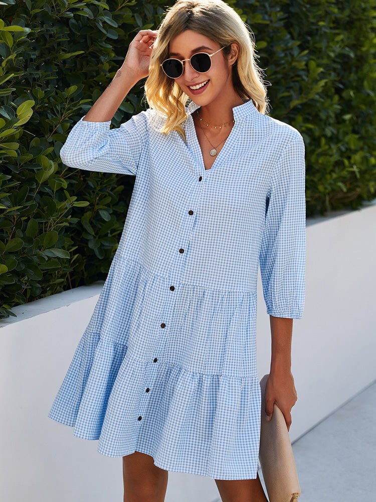 Chic Small Checked Summer Dress for Women - BritishElegance