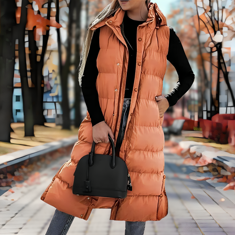 Warm Fleeceless Women's Down Parka Coat