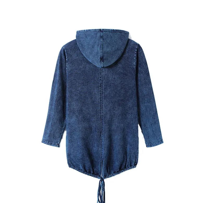 Oversized Curve Champion Denim Hoodie Pullover
