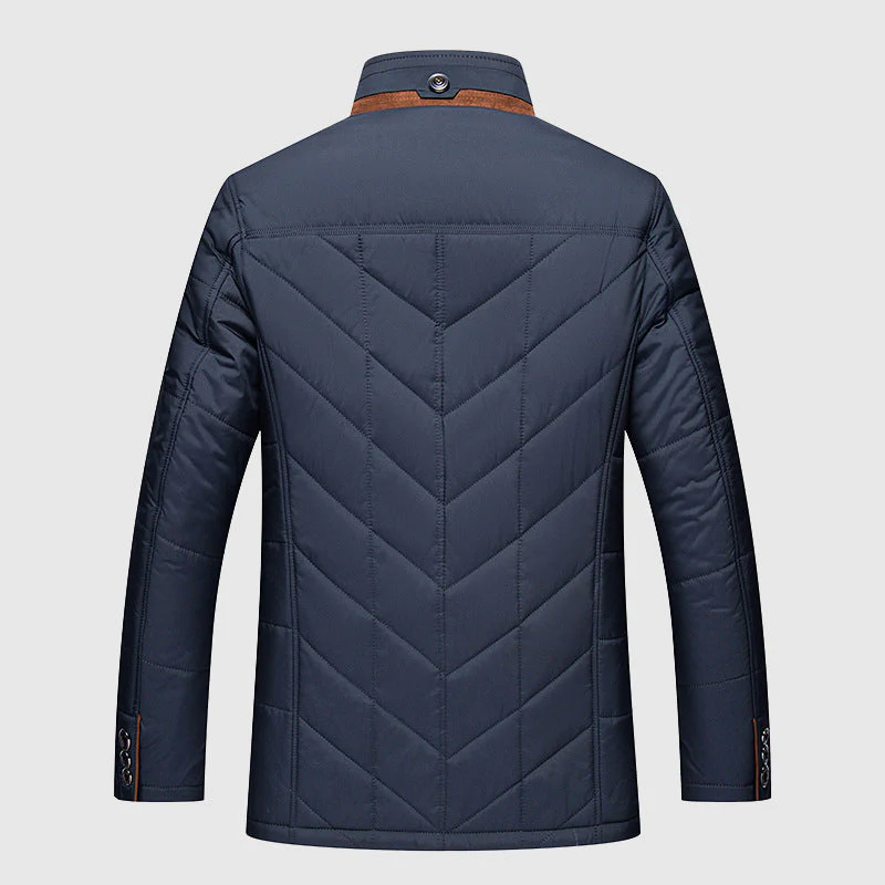Men’s Mid Length Faux Fur Lined Chevron Puffer Jacket