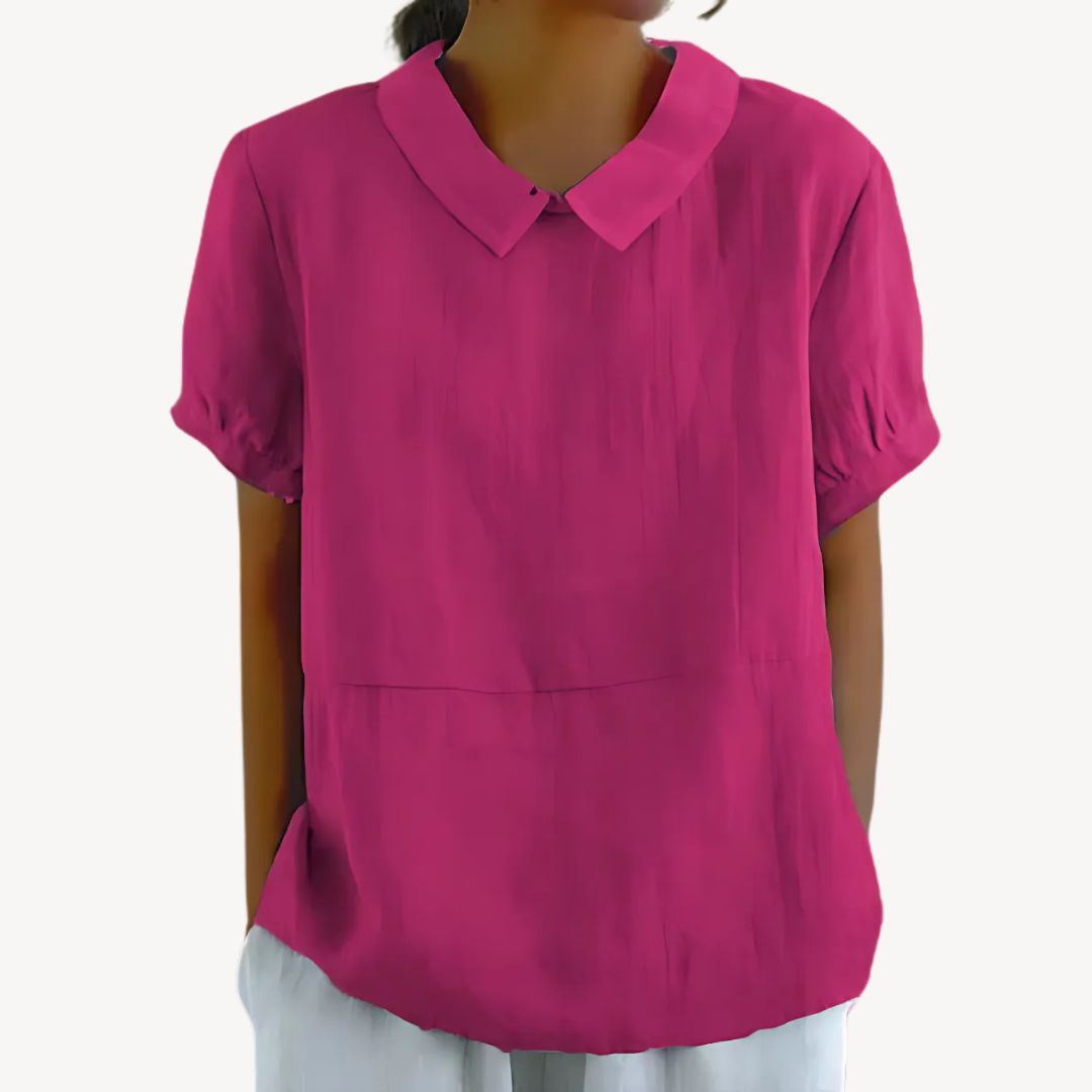 Women's Collared Linen Blend Blouse