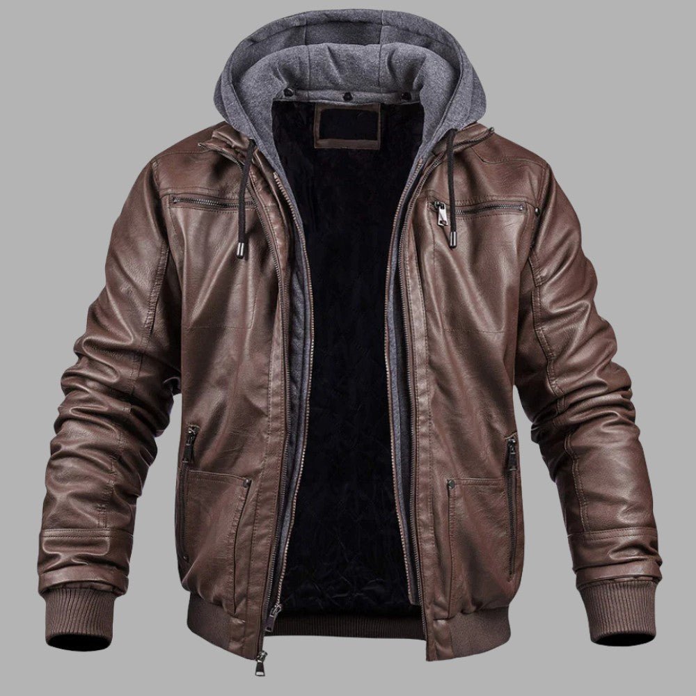 Premium Hooded Leather Winter Jacket