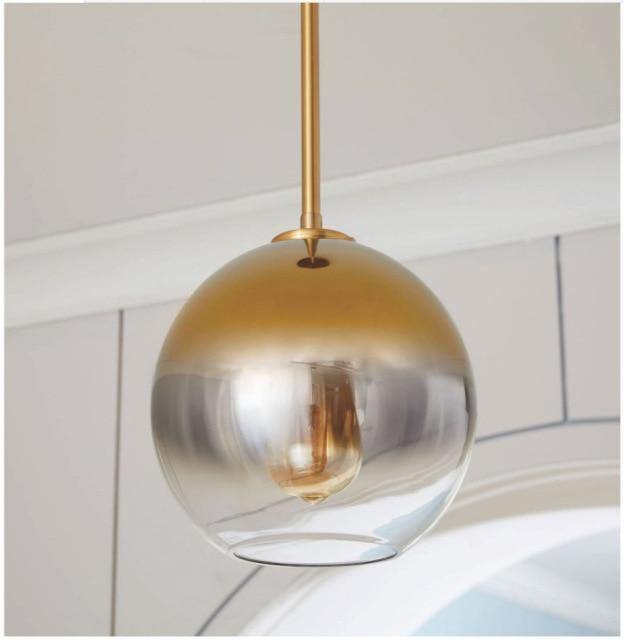 Chic Glass Pendant Lamp in Amber and Silver