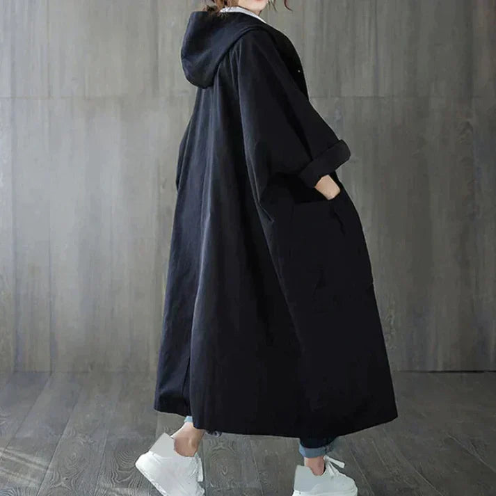 Classic oversized trench coat with belt for women