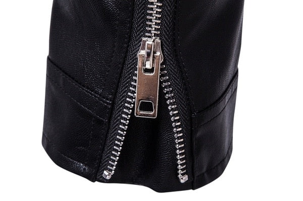 Men’s Classic Leather Biker Jacket with Asymmetrical Zip