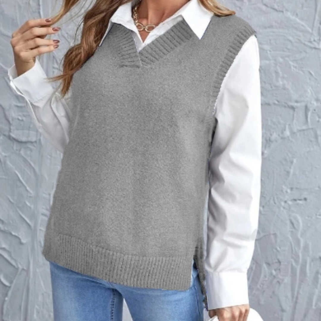 Soft Knit Vest with V-Neck - Faye