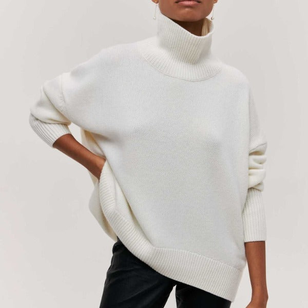 Soft Oversized Turtleneck Sweater - Celeste