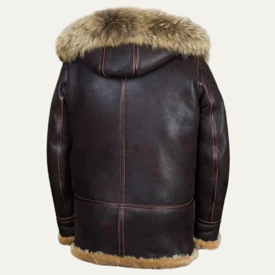 Men’s Sheepskin Shearling Duffle Coat with Toggle Closures