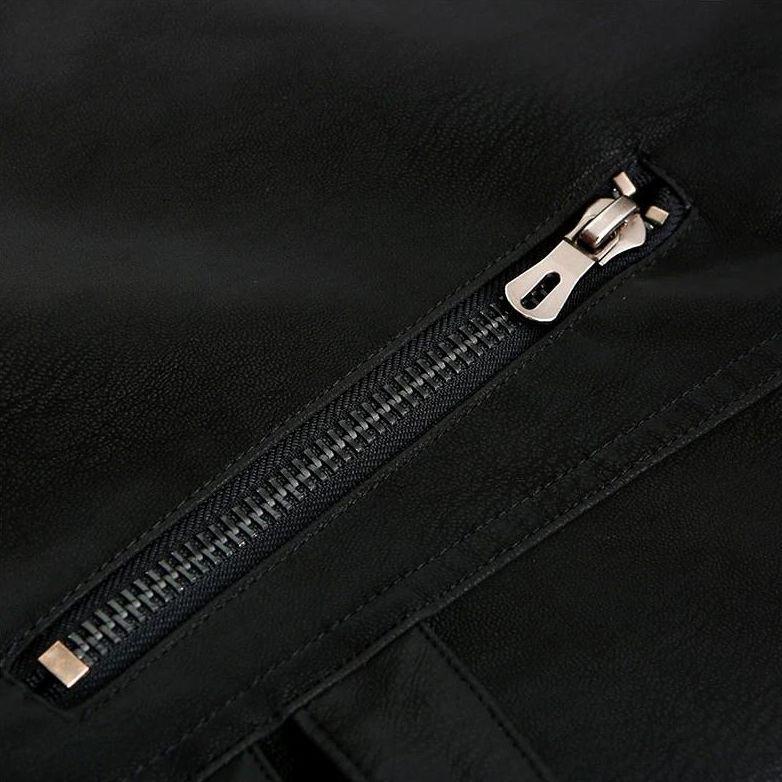Men’s Moto Leather Jacket with Stripe Accents