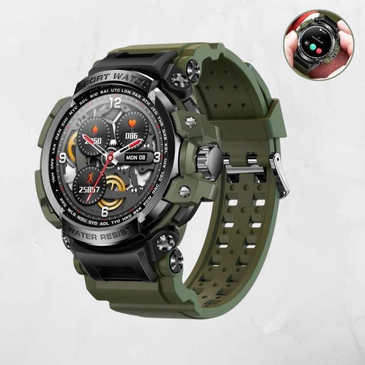 Rugged Outdoor Smartwatch – Waterproof, Bluetooth Calling, Long Battery