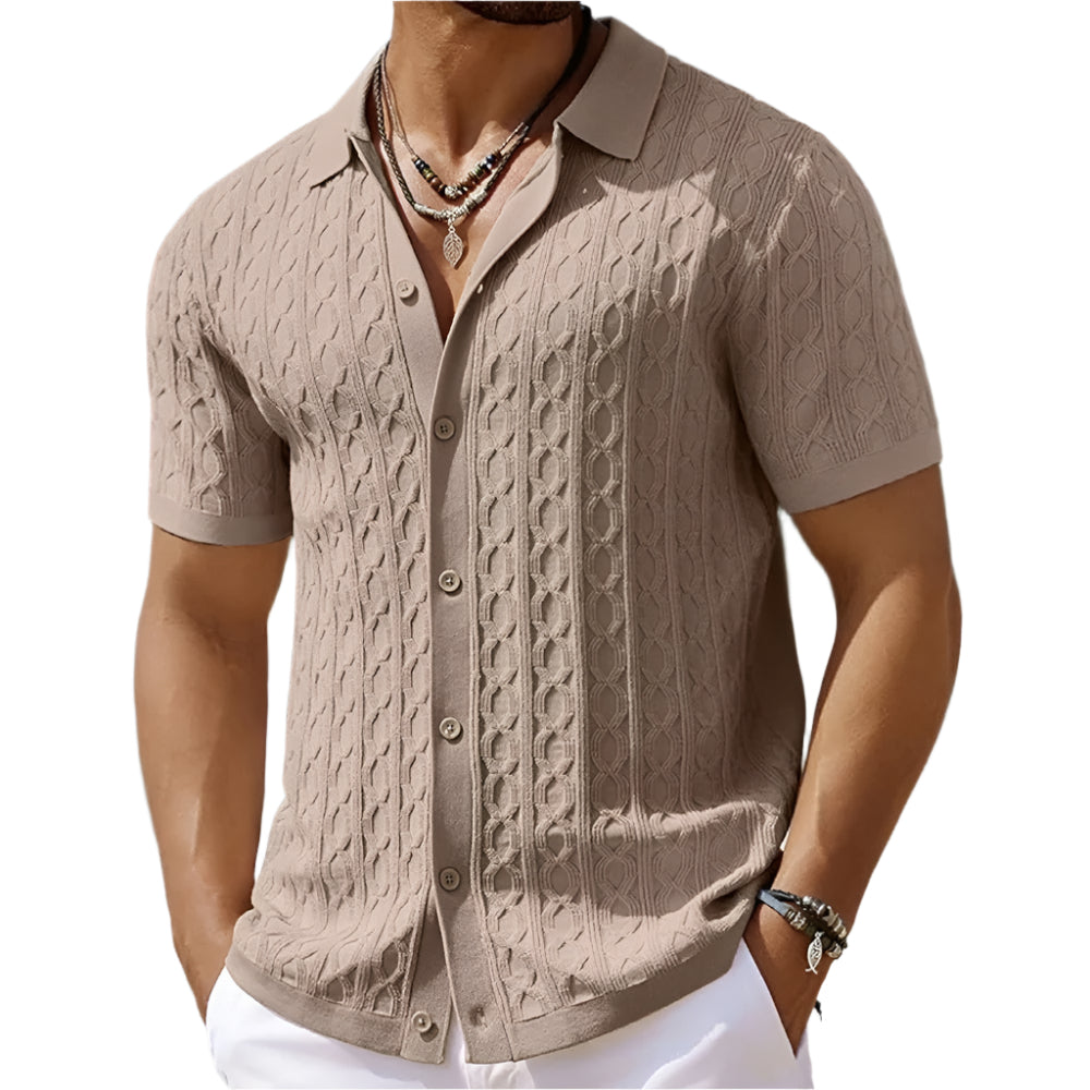 Classic Vintage Knit Polo Shirt for Men