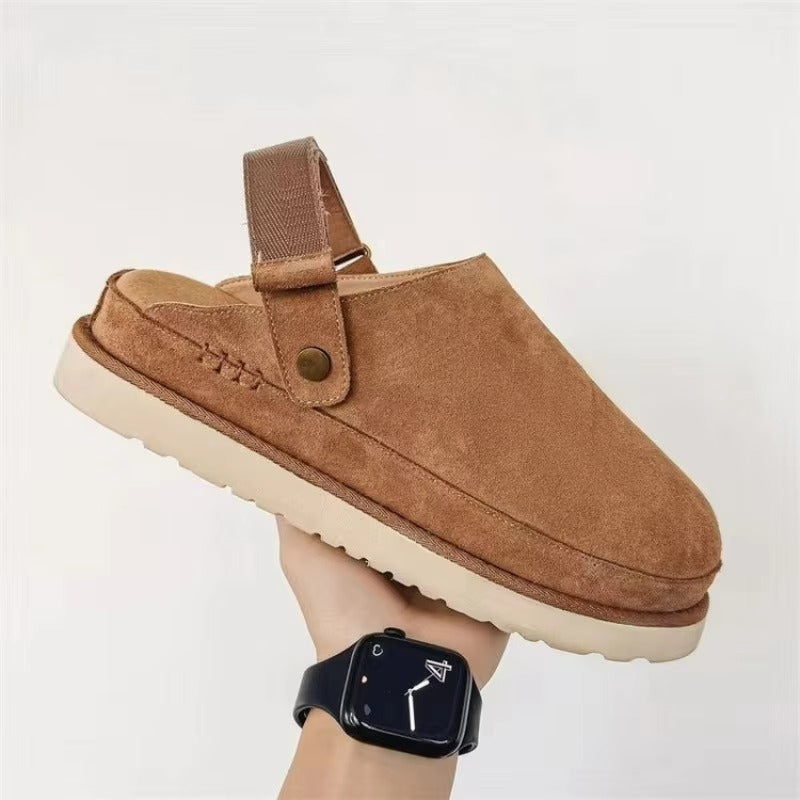 Brown CozyFluff Platform Slippers - Plush House Flats for Women’s Winter & Casual Wear
