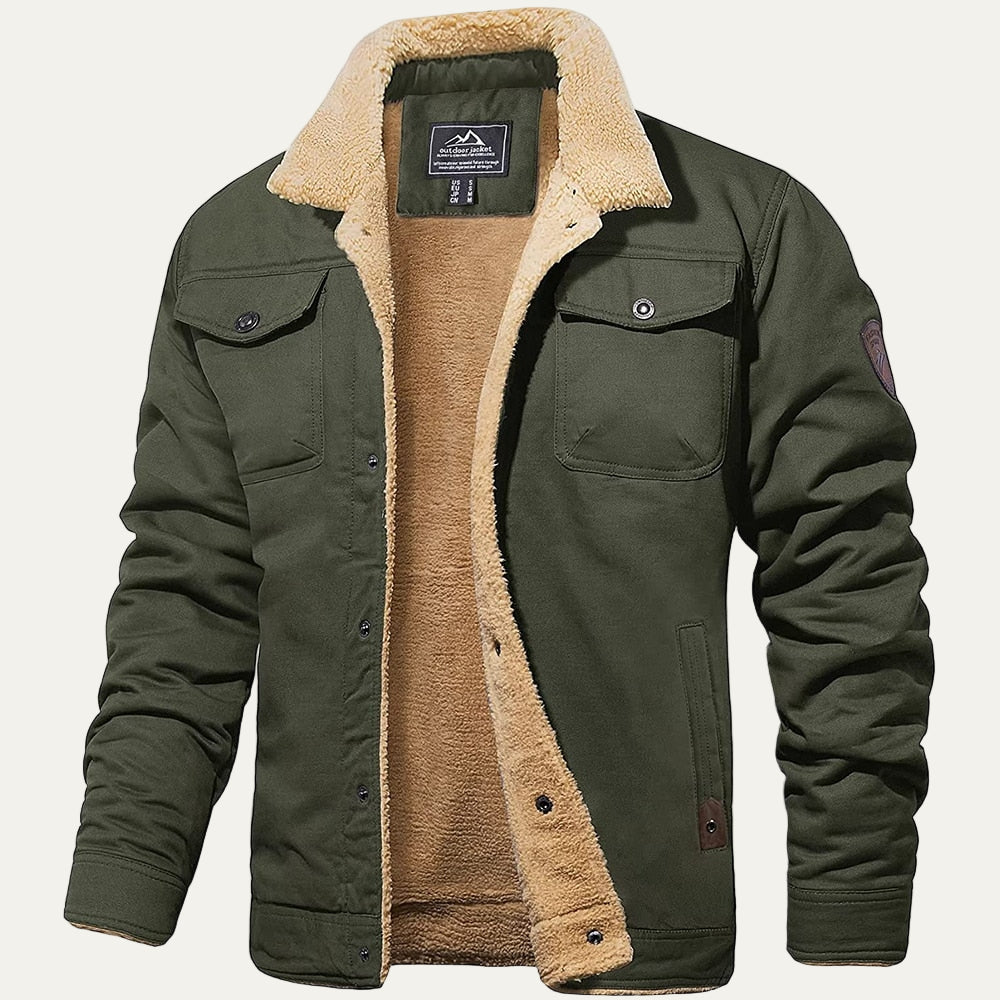 Men’s Sherpa Lined Button Front Shirt Jacket